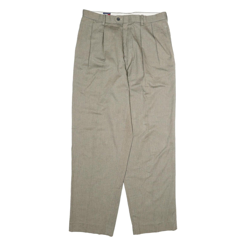 TOMMY HILFIGER Mens Cotton Beige Regular Straight Trousers W34 L30 Classic