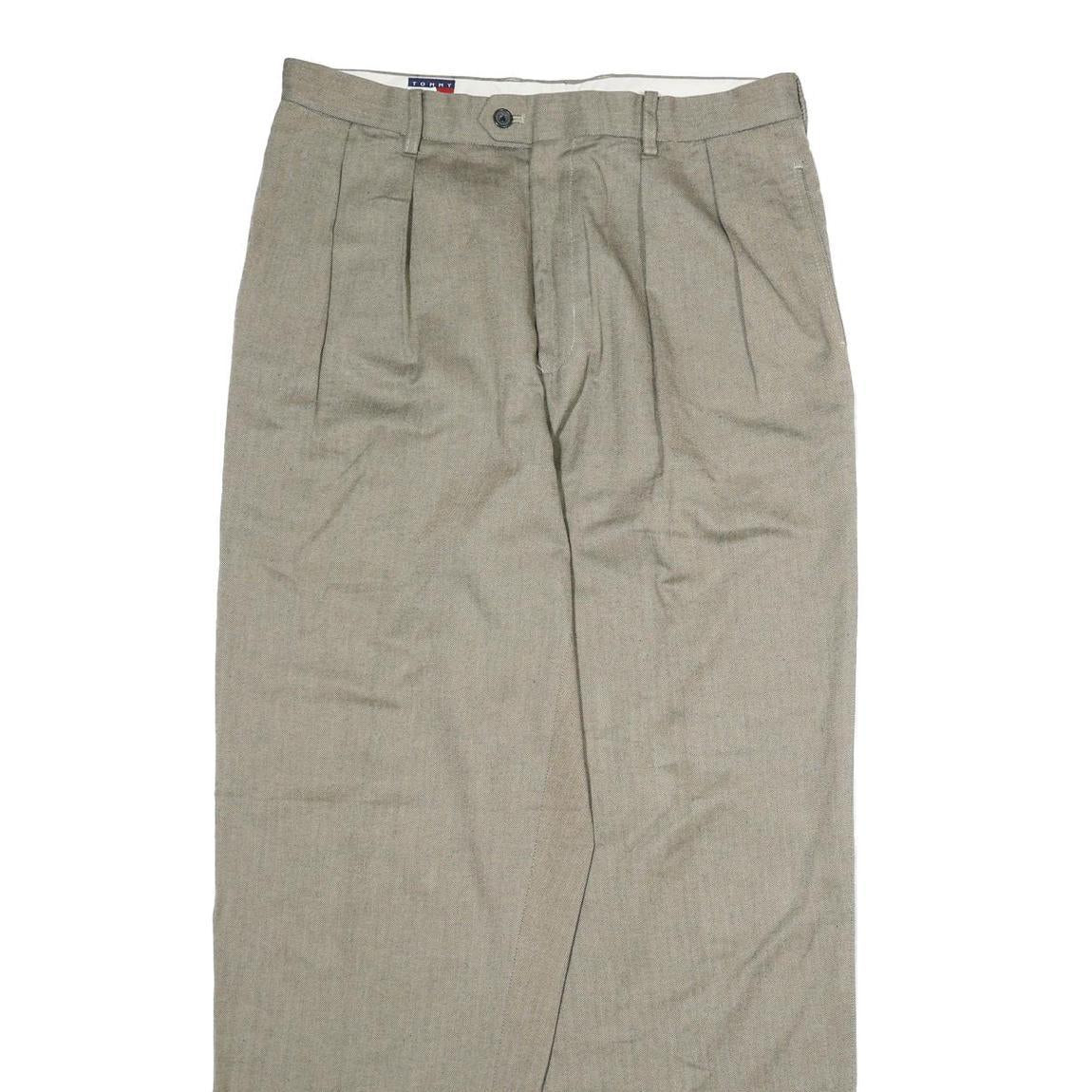 TOMMY HILFIGER Mens Cotton Beige Regular Straight Trousers W34 L30 Classic