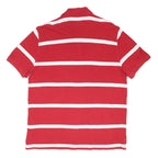 TOMMY HILFIGER Mens Red & White Striped Short Sleeve Polo Shirt XL Cotton Blend