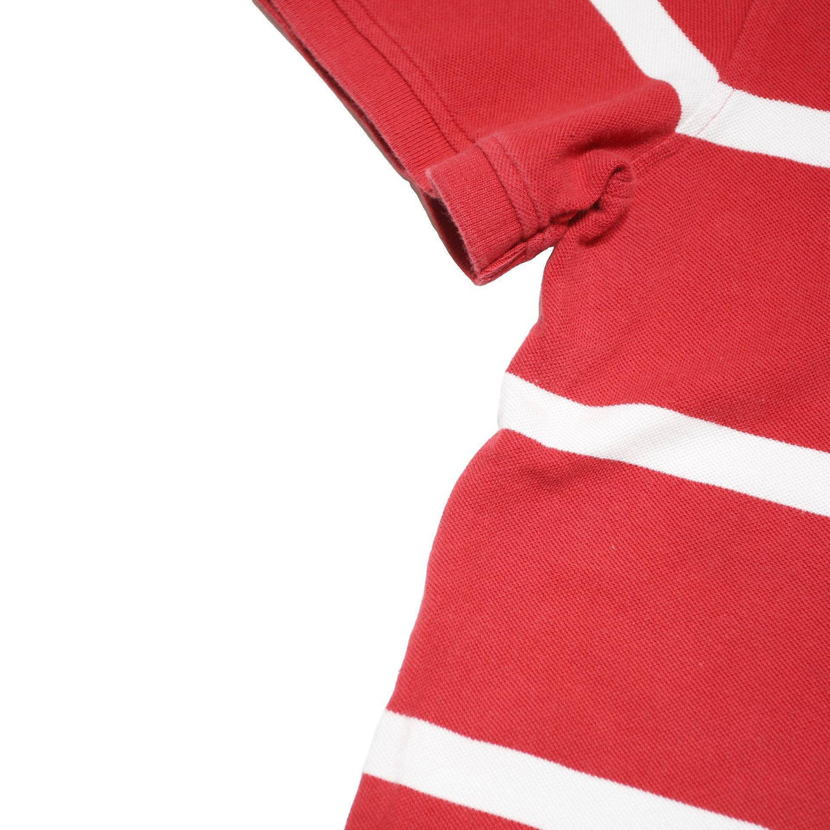 TOMMY HILFIGER Mens Red & White Striped Short Sleeve Polo Shirt XL Cotton Blend