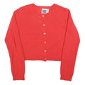 RECLAIMED VINTAGE Womens Red Plain Button Up Crew Neck Basic Knit Jumper M