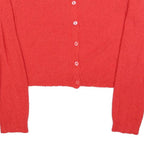 RECLAIMED VINTAGE Womens Red Plain Button Up Crew Neck Basic Knit Jumper M