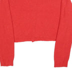 RECLAIMED VINTAGE Womens Red Plain Button Up Crew Neck Basic Knit Jumper M