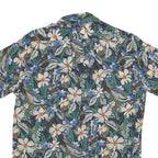Mens Blue & Green Floral Pattern Cotton Blend Shirt S Casual Summer Short Sleeve