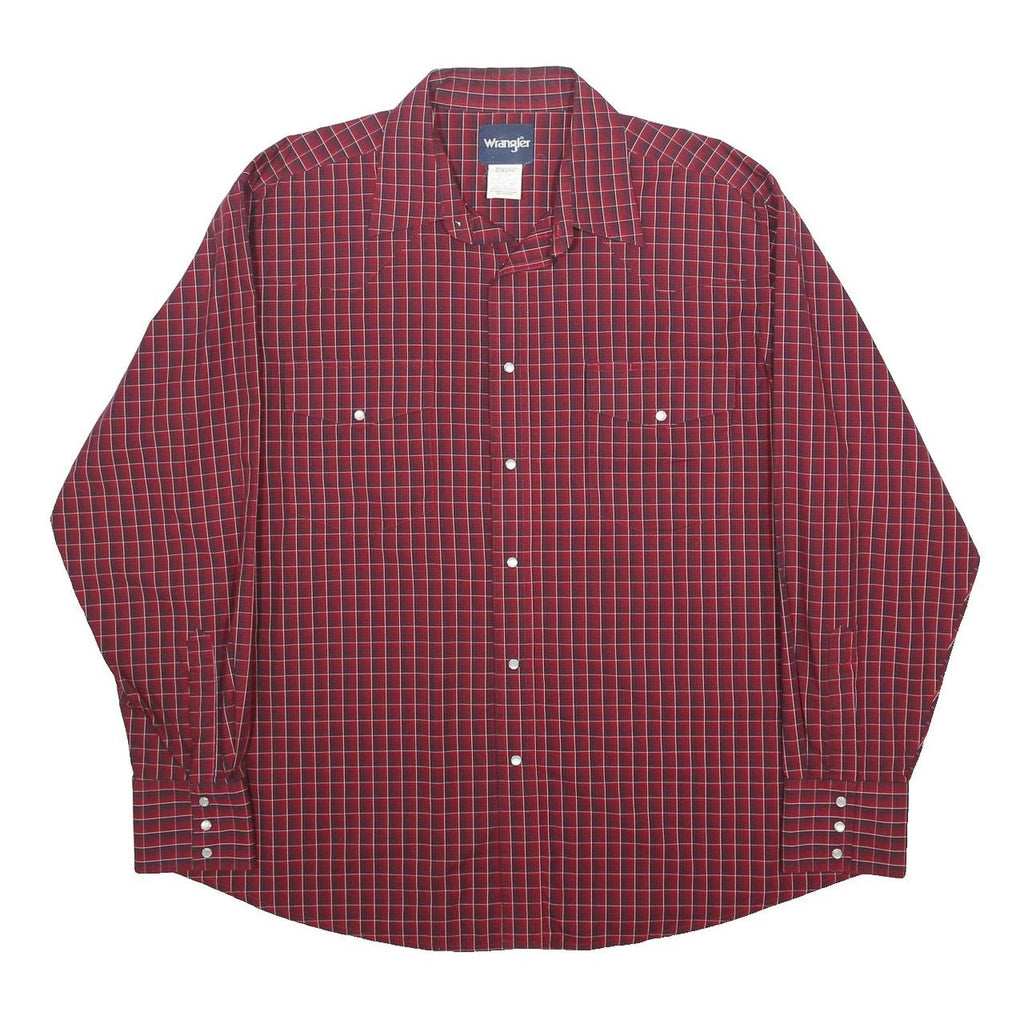 WRANGLER Mens Red Check Shirt XL Cotton Long Sleeve Casual Western Style