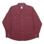 WRANGLER Mens Red Check Shirt XL Cotton Long Sleeve Casual Western Style