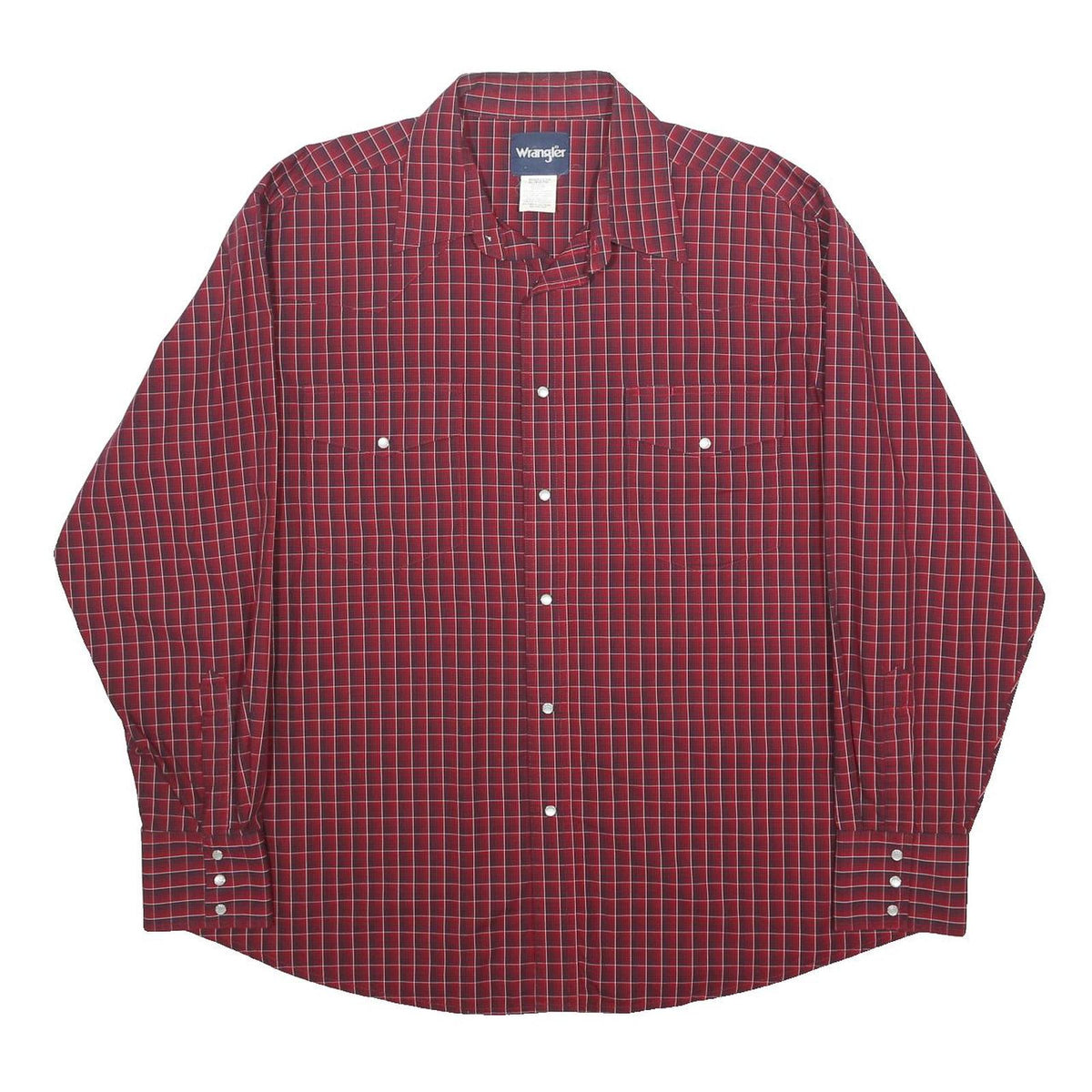 WRANGLER Mens Red Check Shirt XL Cotton Long Sleeve Casual Western Style