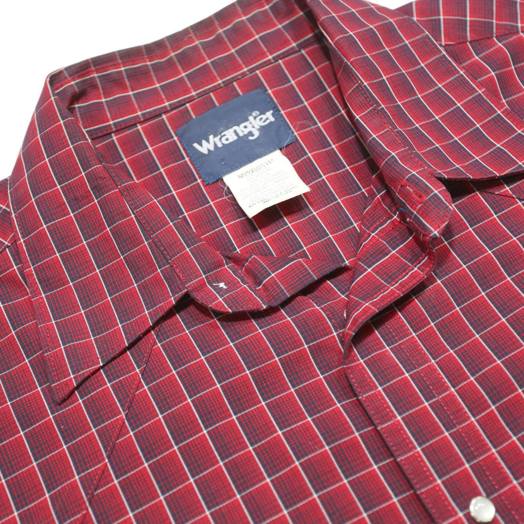 WRANGLER Mens Red Check Shirt XL Cotton Long Sleeve Casual Western Style