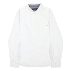TOMMY HILFIGER Mens White S Cotton Blend Shirt Button Down Pocket