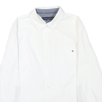 TOMMY HILFIGER Mens White S Cotton Blend Shirt Button Down Pocket