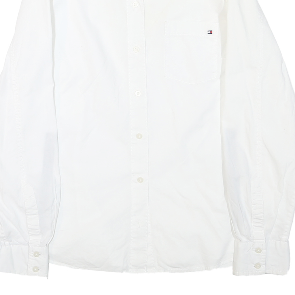 TOMMY HILFIGER Mens White S Cotton Blend Shirt Button Down Pocket