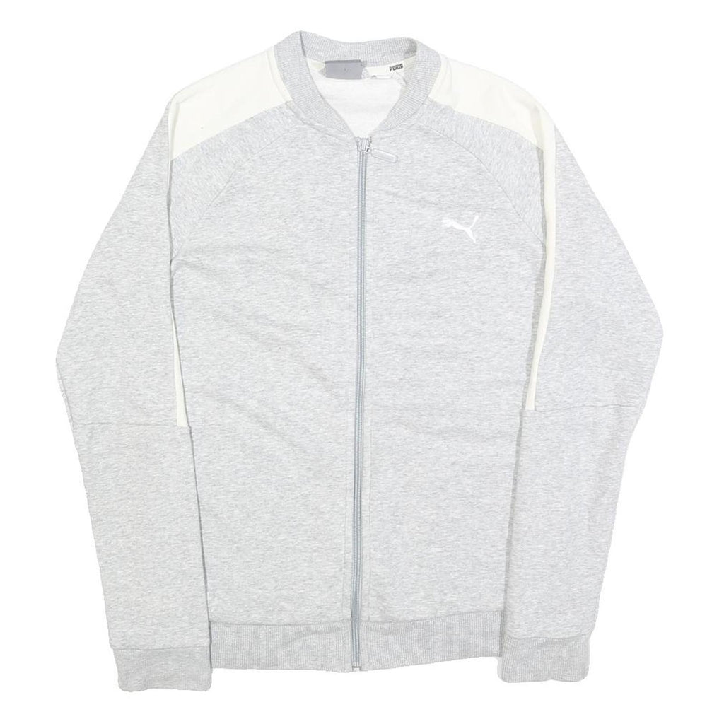 PUMA Womens Grey & Cream Cotton Blend Zip Jacket UK 12 Casual Sportswear