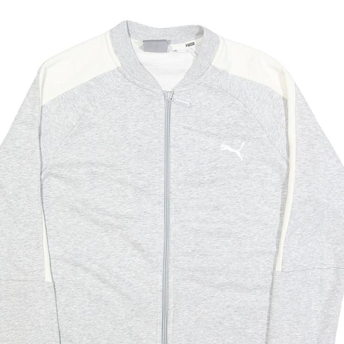 PUMA Womens Grey & Cream Cotton Blend Zip Jacket UK 12 Casual Sportswear
