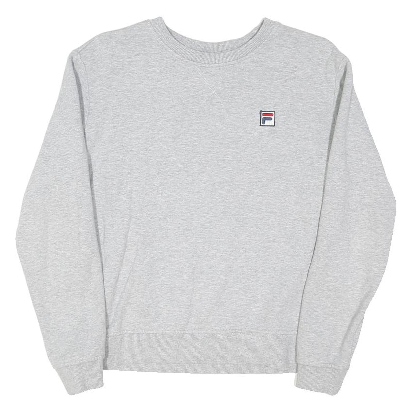 FILA Womens Grey Crew Neck Sweatshirt M Cotton Blend Classic Logo