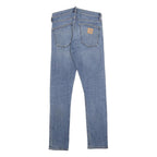 CARHARTT Mens Slim Light Blue Denim Jeans W31 L34 Button Closure Skinny Fit
