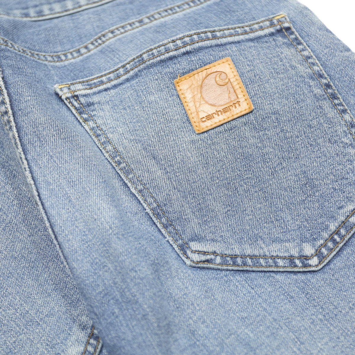 CARHARTT Mens Slim Light Blue Denim Jeans W31 L34 Button Closure Skinny Fit