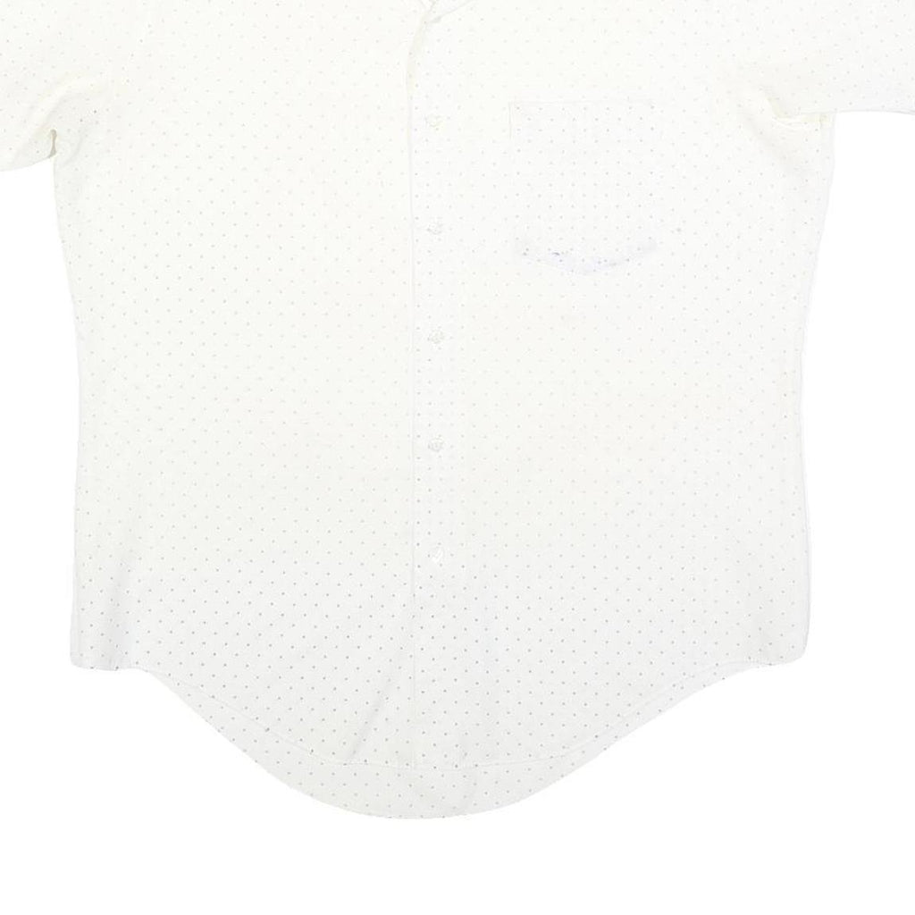 Mens White Shirt Polka Dot Print L Short Sleeve Casual Button Shirt