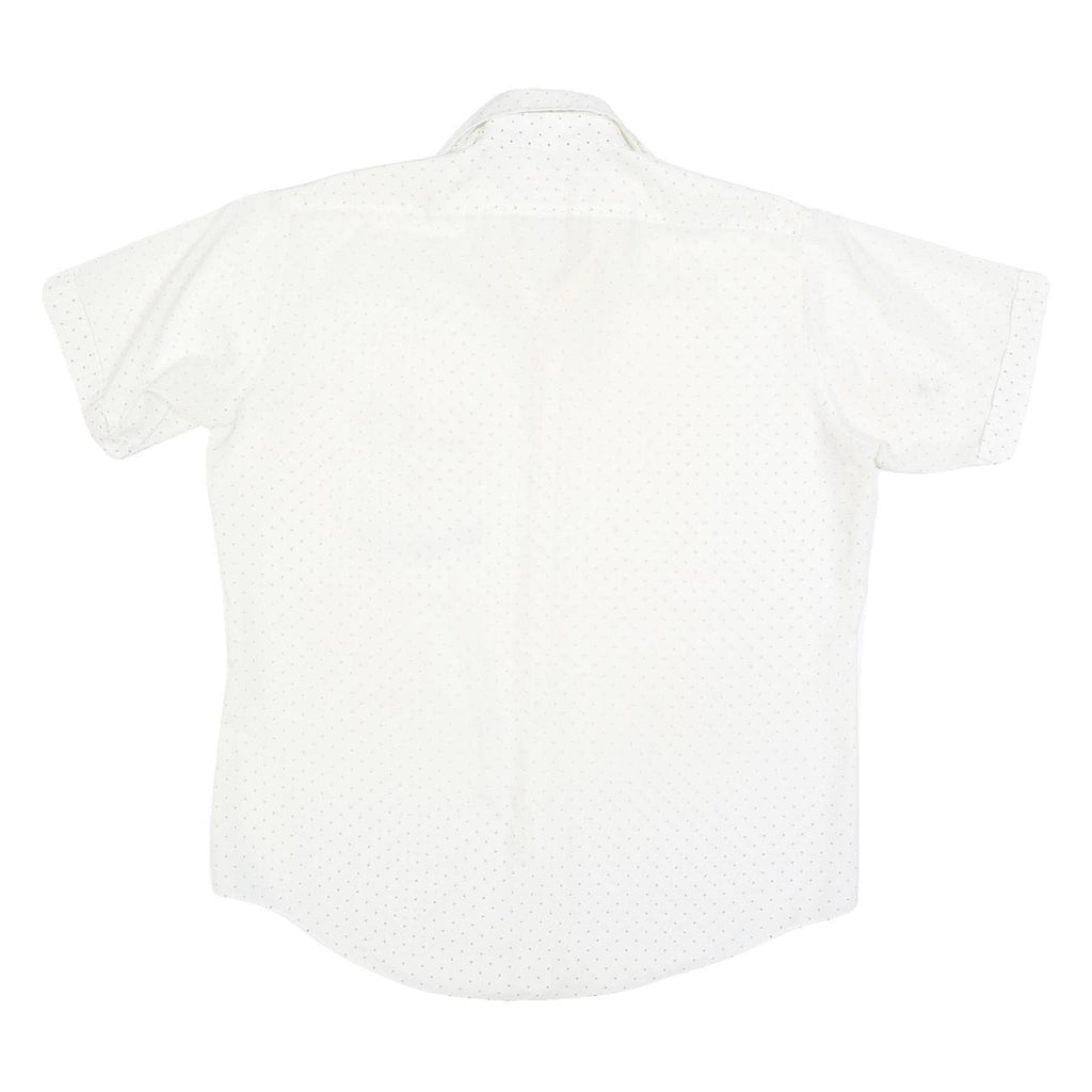 Mens White Shirt Polka Dot Print L Short Sleeve Casual Button Shirt