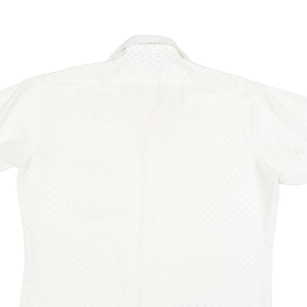 Mens White Shirt Polka Dot Print L Short Sleeve Casual Button Shirt
