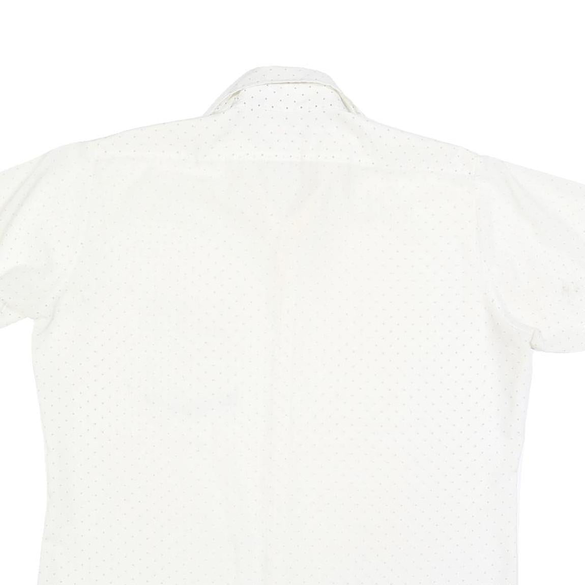 Mens White Shirt Polka Dot Print L Short Sleeve Casual Button Shirt
