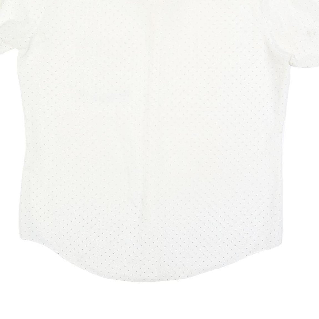 Mens White Shirt Polka Dot Print L Short Sleeve Casual Button Shirt
