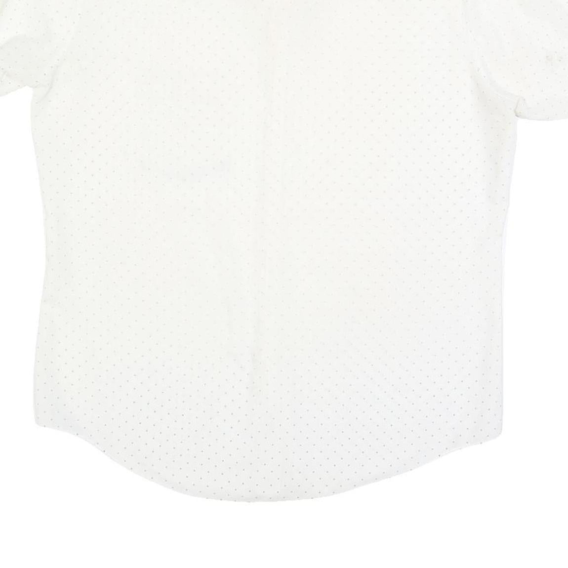 Mens White Shirt Polka Dot Print L Short Sleeve Casual Button Shirt