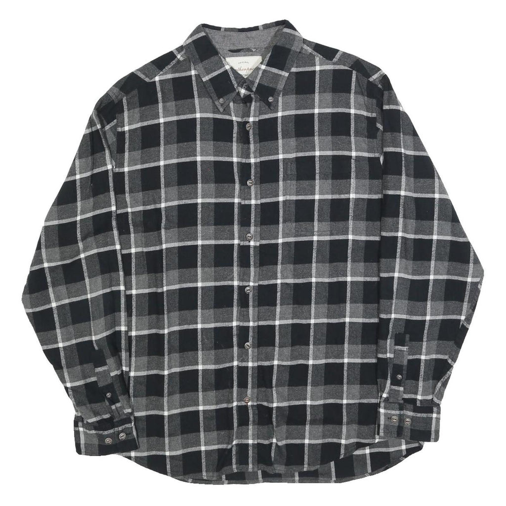 WEATHERPROOF VINTAGE Mens Black & Grey Check Shirt XL Button-Down Cotton Blend