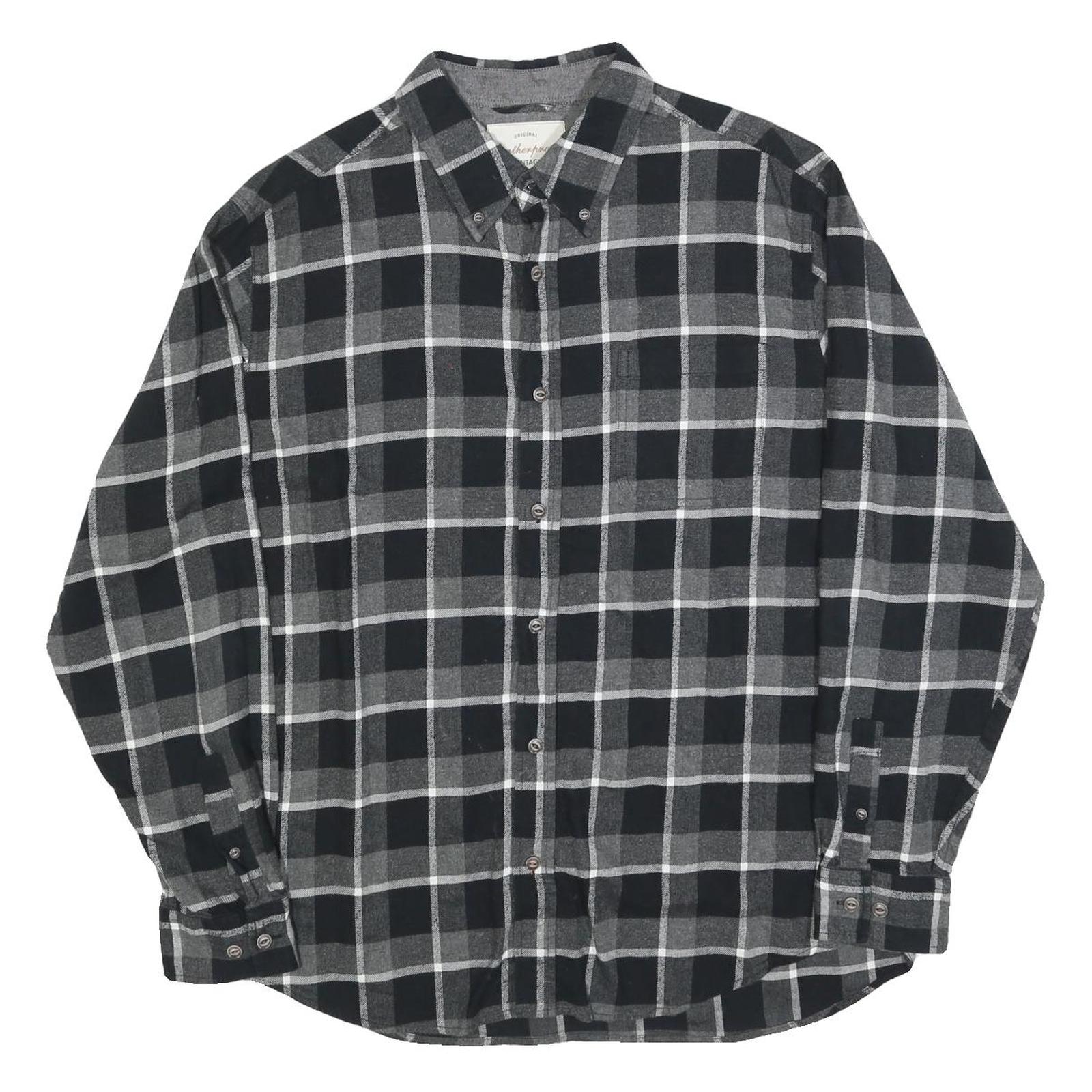 WEATHERPROOF VINTAGE Mens Black & Grey Check Shirt XL Button-Down Cotton Blend