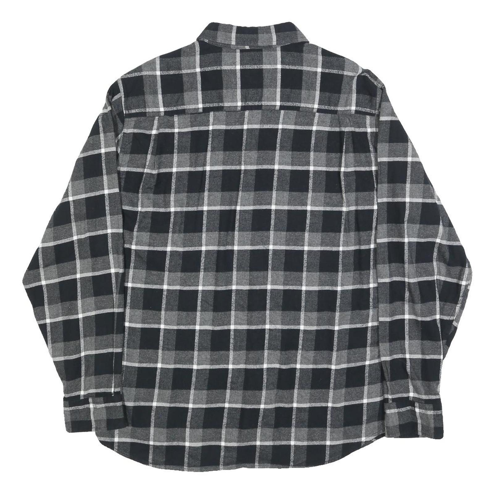 WEATHERPROOF VINTAGE Mens Black & Grey Check Shirt XL Button-Down Cotton Blend