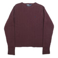 POLO RALPH LAUREN Girls Maroon Patterned Jumper Crew Neck Cable Knit XL Wool