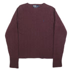 POLO RALPH LAUREN Girls Maroon Patterned Jumper Crew Neck Cable Knit XL Wool