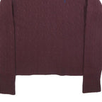POLO RALPH LAUREN Girls Maroon Patterned Jumper Crew Neck Cable Knit XL Wool