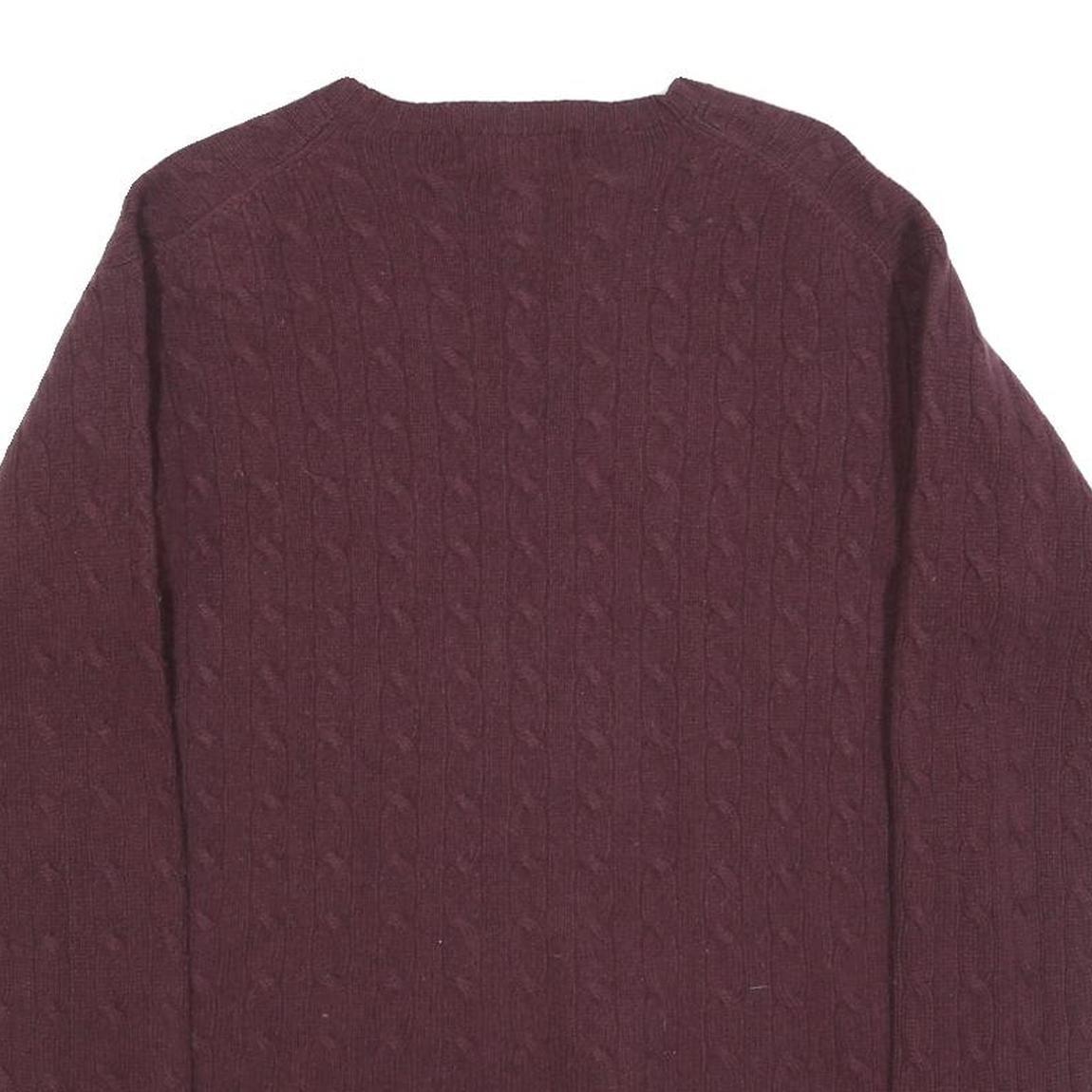 POLO RALPH LAUREN Girls Maroon Patterned Jumper Crew Neck Cable Knit XL Wool