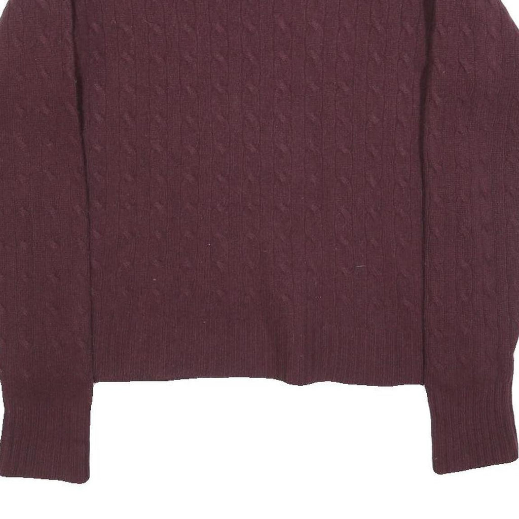 POLO RALPH LAUREN Girls Maroon Patterned Jumper Crew Neck Cable Knit XL Wool