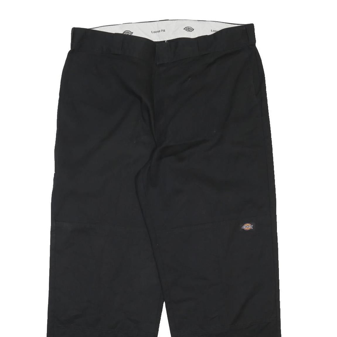 DICKIES Mens Black Loose Fit Cotton Blend Trousers W38 L30 Workwear Zip