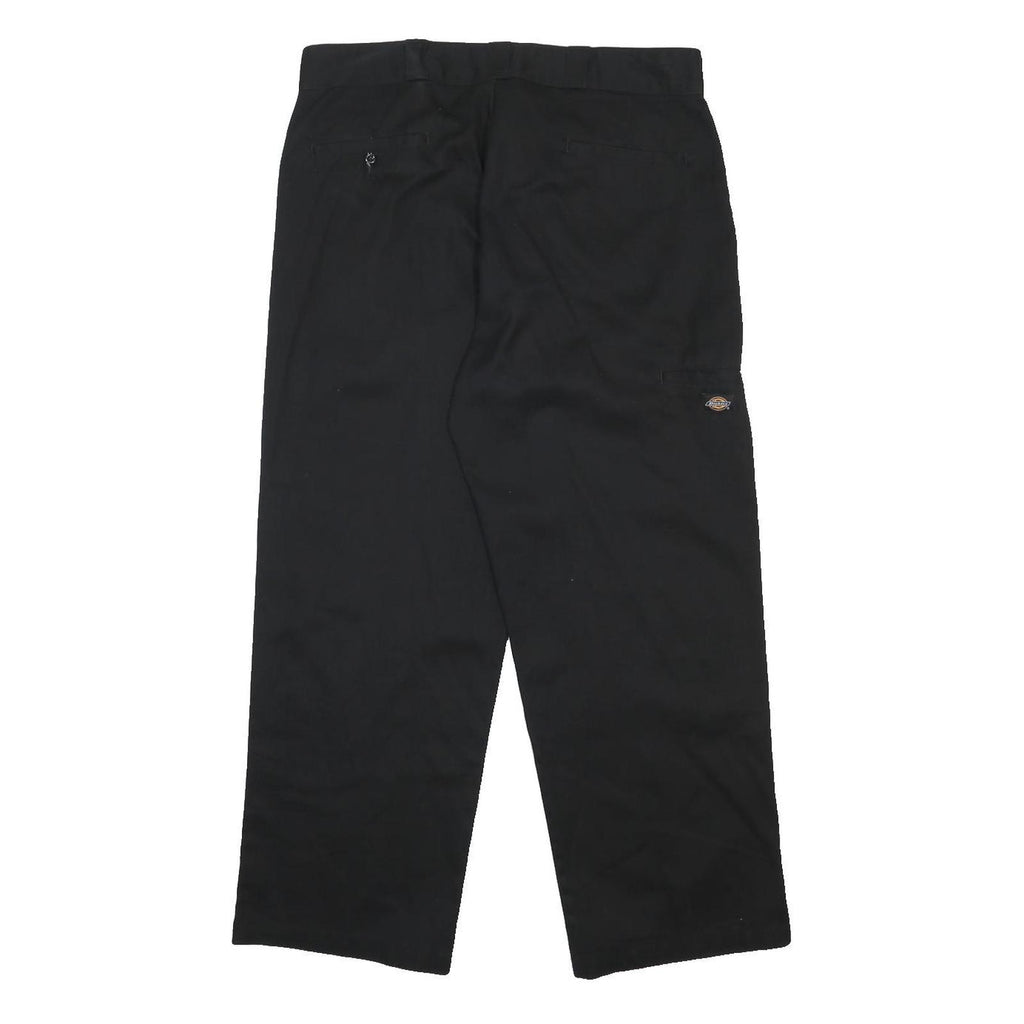 DICKIES Mens Black Loose Fit Cotton Blend Trousers W38 L30 Workwear Zip