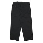 DICKIES Mens Black Loose Fit Cotton Blend Trousers W38 L30 Workwear Zip