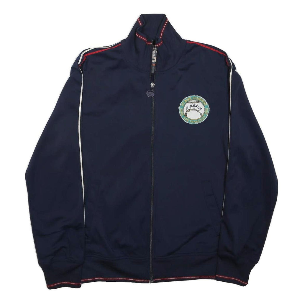 TOMMY HILFIGER Mens Navy Blue Track Jacket M Polyester Zip Plain Sports Casual