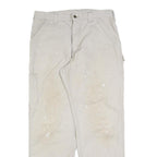CARHARTT Mens Cotton Blend Beige Relaxed Straight Trousers W34 L32 Workwear