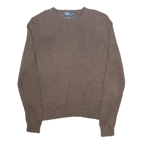 POLO RALPH LAUREN Mens Brown Linen Blend Plain Crew Neck Basic Knit Jumper XL