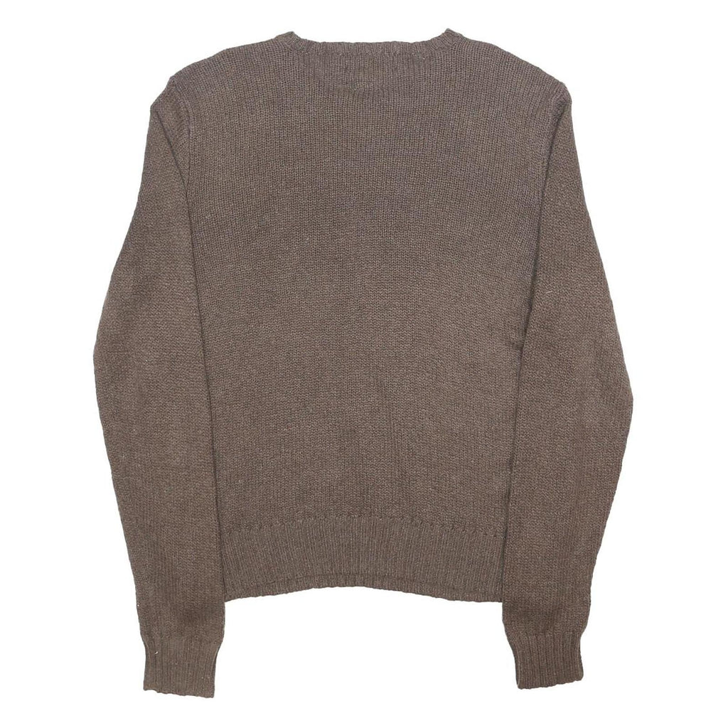 POLO RALPH LAUREN Mens Brown Linen Blend Plain Crew Neck Basic Knit Jumper XL