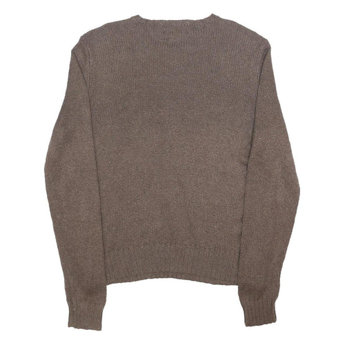 POLO RALPH LAUREN Mens Brown Linen Blend Plain Crew Neck Basic Knit Jumper XL