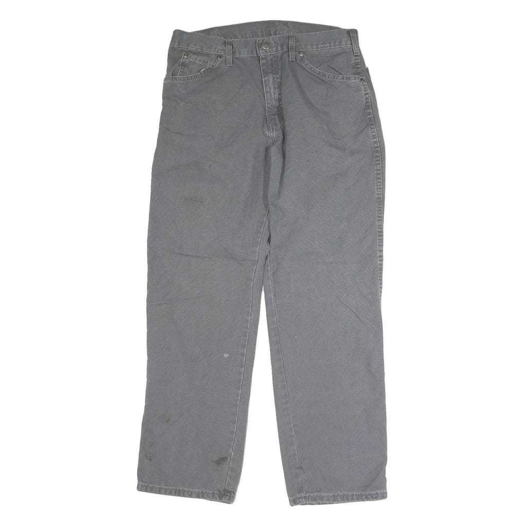 DICKIES Mens Jeans Grey Regular Straight Denim W33 L30 Workwear Durable Button