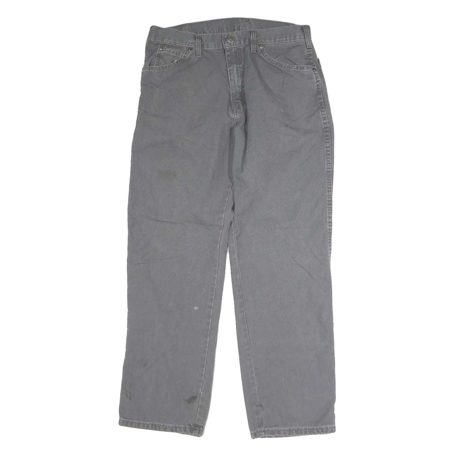 DICKIES Mens Jeans Grey Regular Straight Denim W33 L30 Workwear Durable Button