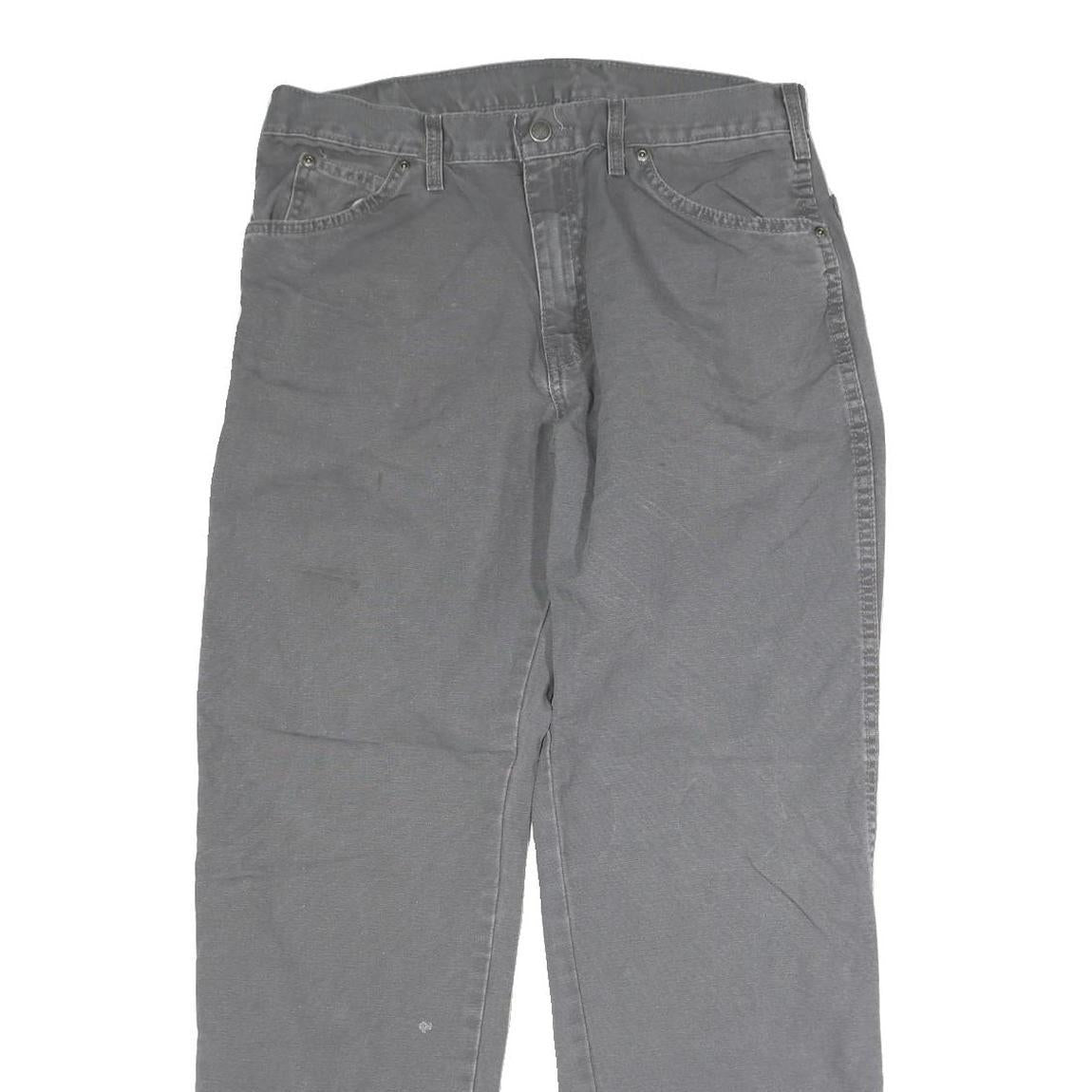 DICKIES Mens Jeans Grey Regular Straight Denim W33 L30 Workwear Durable Button