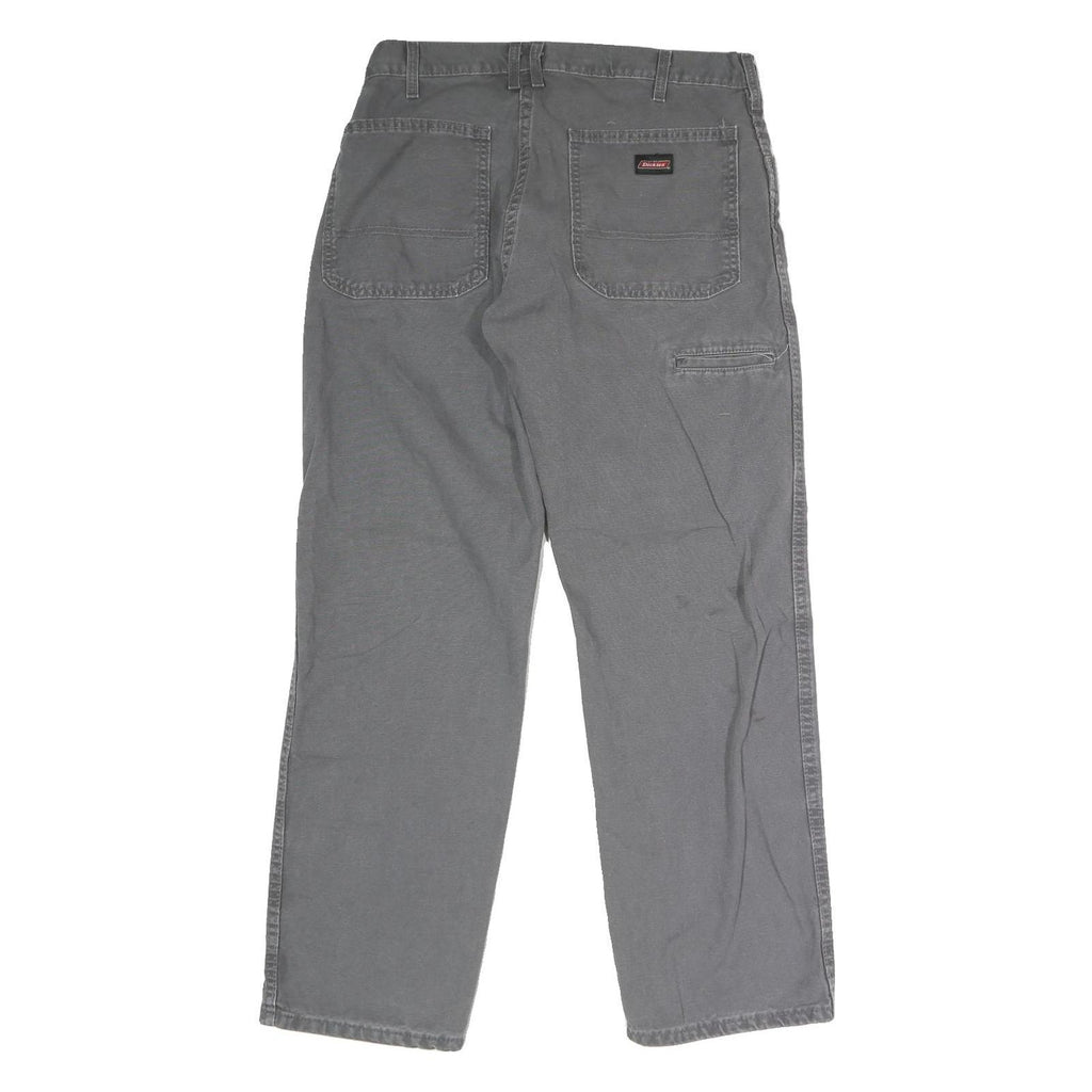 DICKIES Mens Jeans Grey Regular Straight Denim W33 L30 Workwear Durable Button