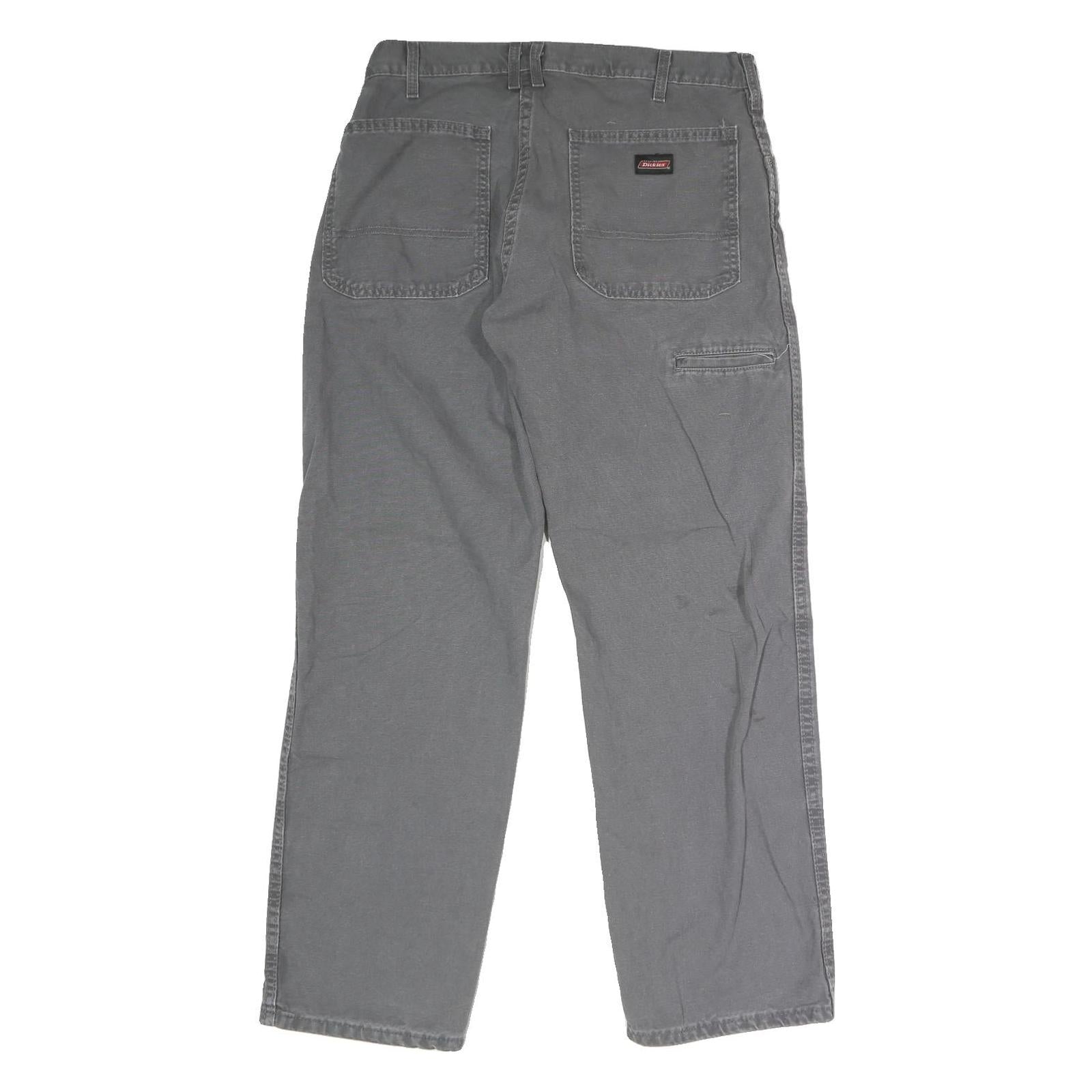 DICKIES Mens Jeans Grey Regular Straight Denim W33 L30 Workwear Durable Button