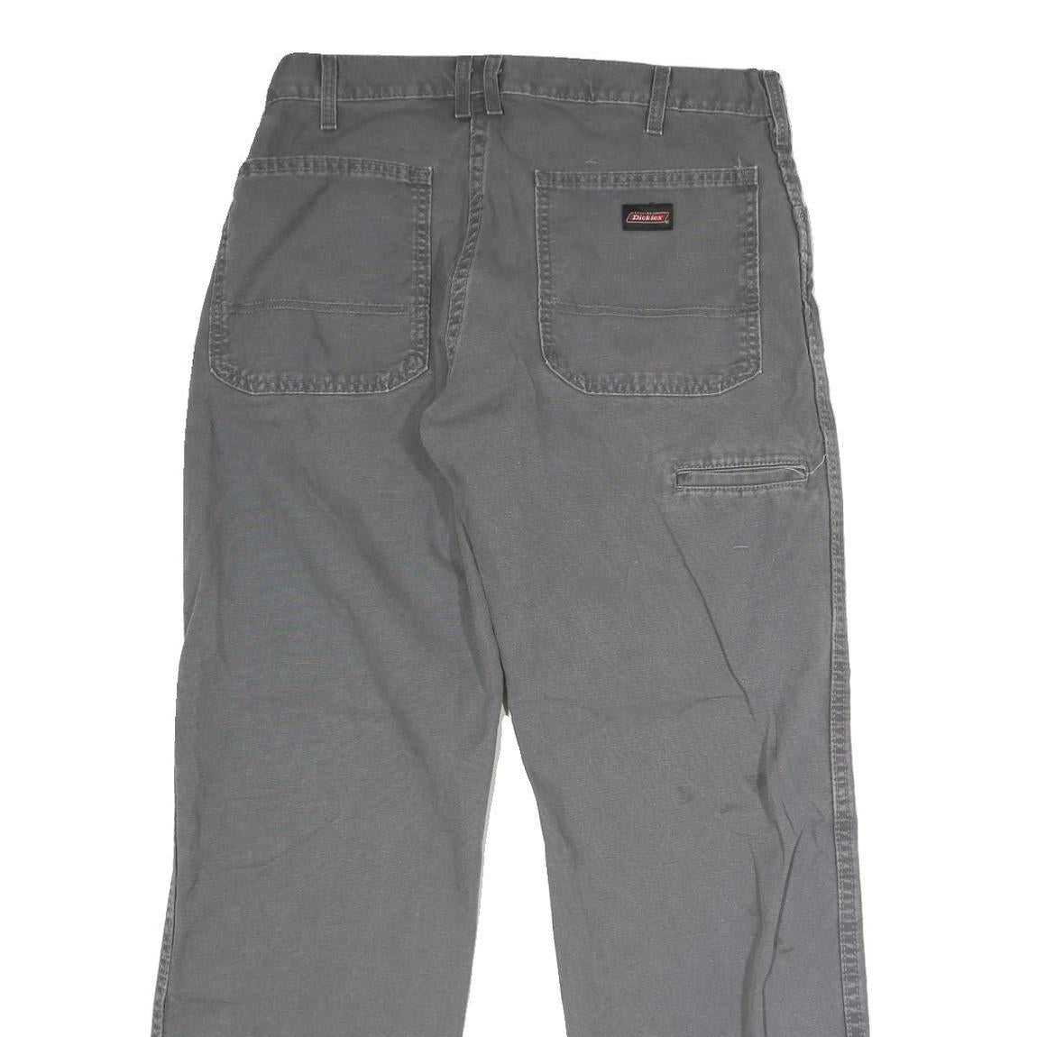 DICKIES Mens Jeans Grey Regular Straight Denim W33 L30 Workwear Durable Button