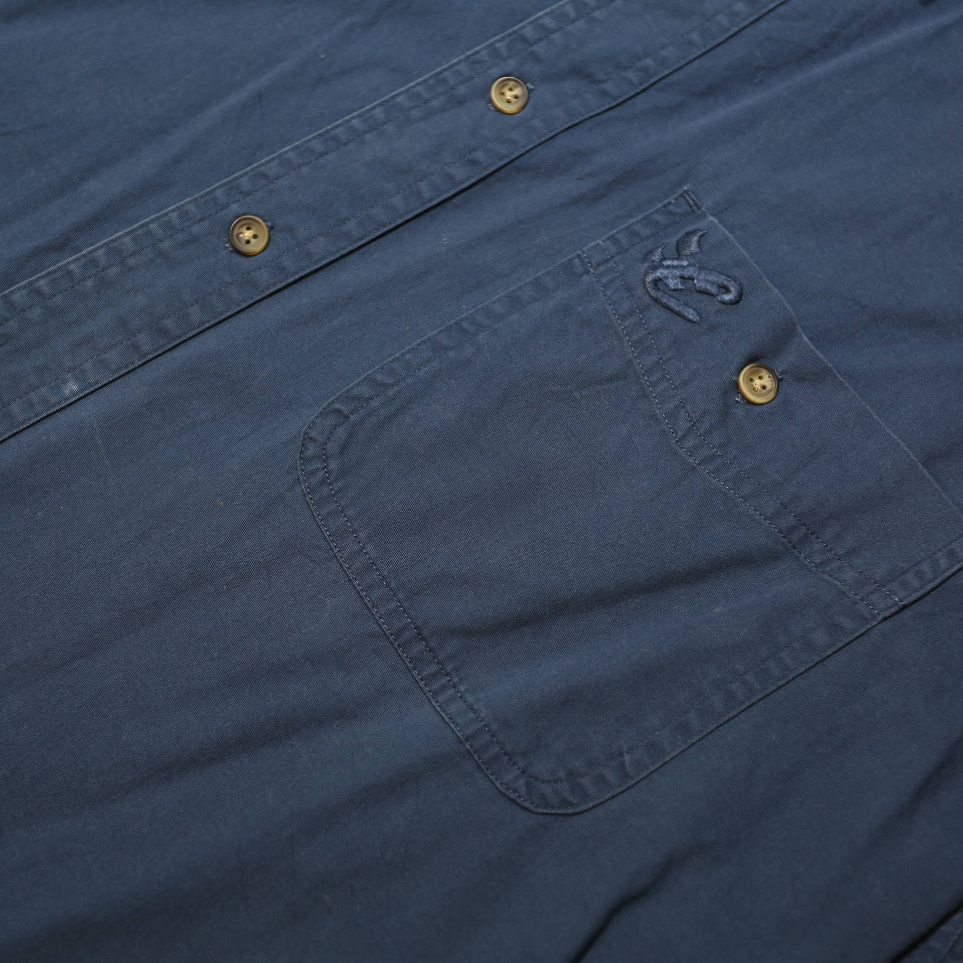 CHASE AUTHENTICS Mens Blue Cotton Shirt M Button Down Long Sleeve Casual