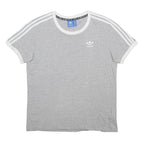 ADIDAS Womens Grey & White Graphic T-Shirt UK 10 Short Sleeve Crew Neck